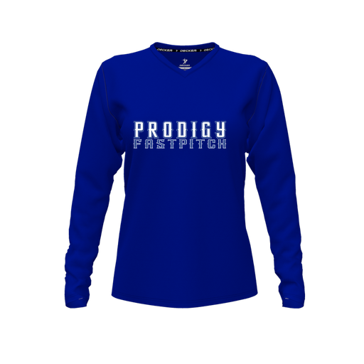 [CUS-DFW-TEES-CMF-VNK-LSL-RYL-FYXS-LOGO3] Decker Comfort T-Shirt (Female Youth XS, Royal, V Neck, Logo 3, Long Sleeve)