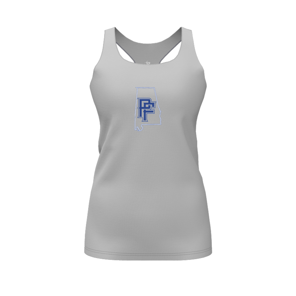 [FT0TRBGY-FYS-LOGO1] Decker Racerback Tank Top (Gray, Female Youth S, Logo 1)