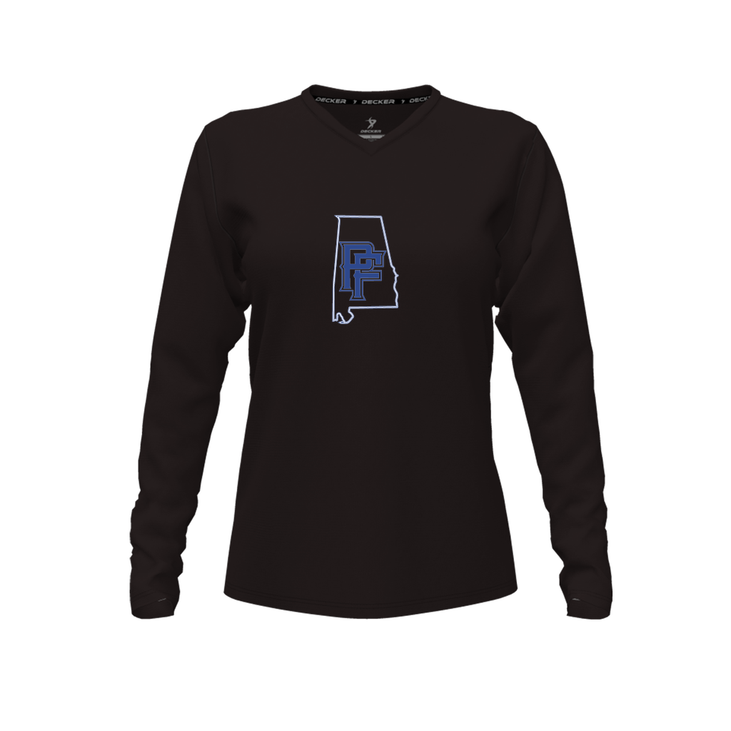 [CUS-DFW-TEES-CMF-VNK-LSL-BLK-FYXS-LOGO1] Decker Comfort T-Shirt (Female Youth XS, Black, Crew Neck, Long Sleeve, Logo 1)