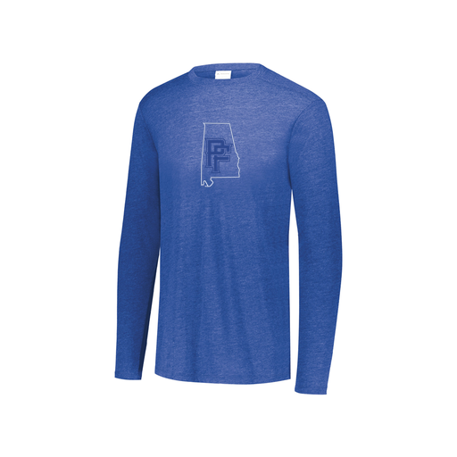 [FTLCUBRY-YS-LOGO1] Decker Youth Tri-Blend T-Shirt - Long Sleeve (Youth S, Royal, Logo 1)