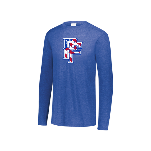 [FTLCUBRY-YS-LOGO2] Decker Youth Tri-Blend T-Shirt - Long Sleeve (Youth S, Royal, Logo 2)